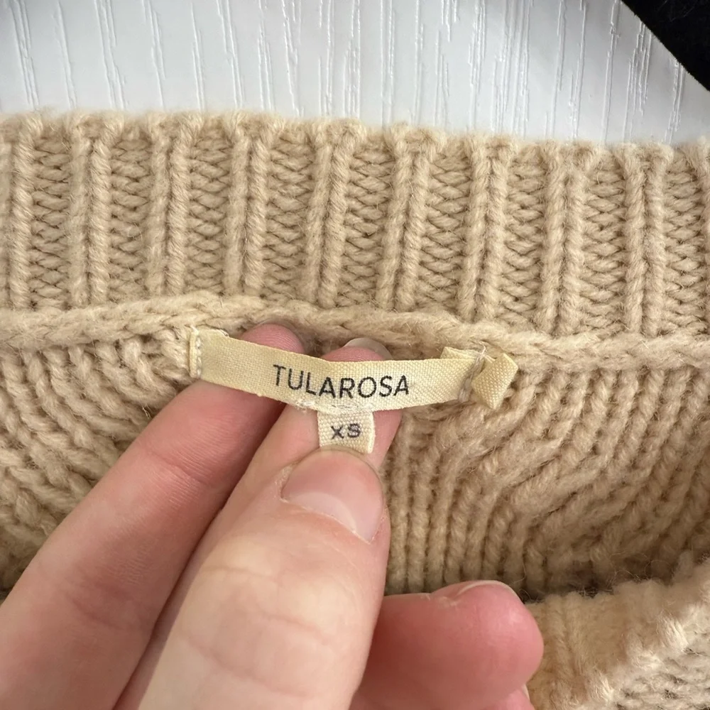 Tularosa Cable Knit Cream Sweater Women's Size XS